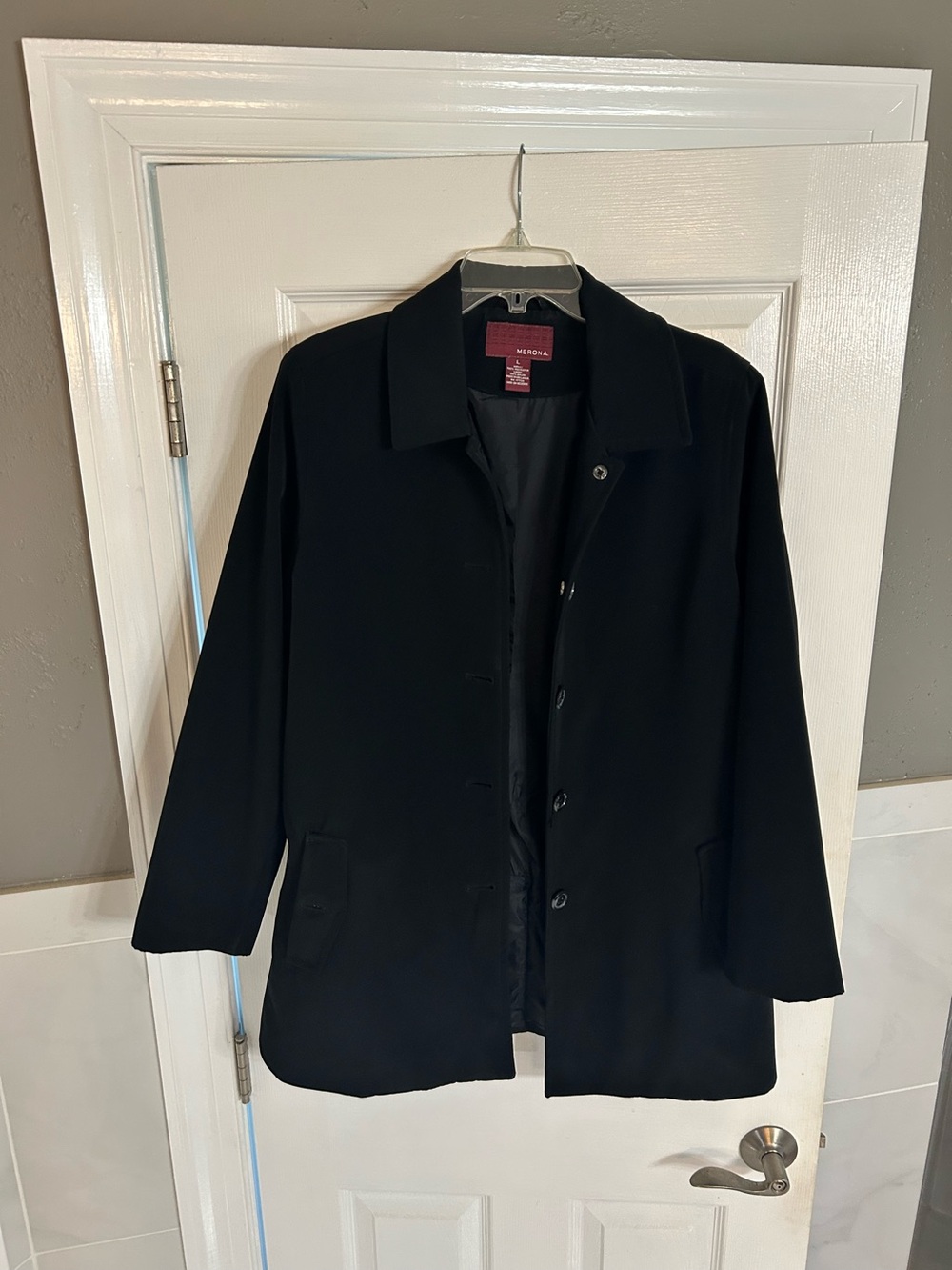 Merona Black Single-Breasted Pea Coat